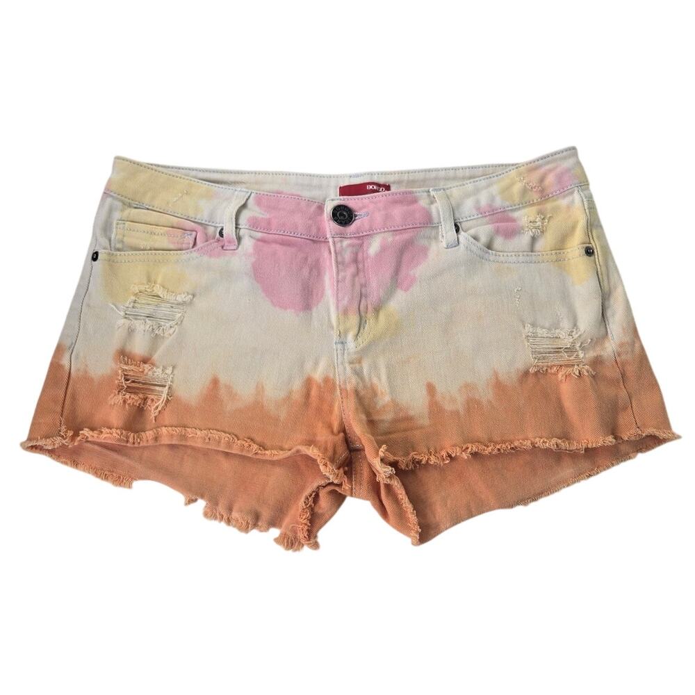Bongo EUC tie-dye cut-off medium rise shorts Small orange pink yellow white
